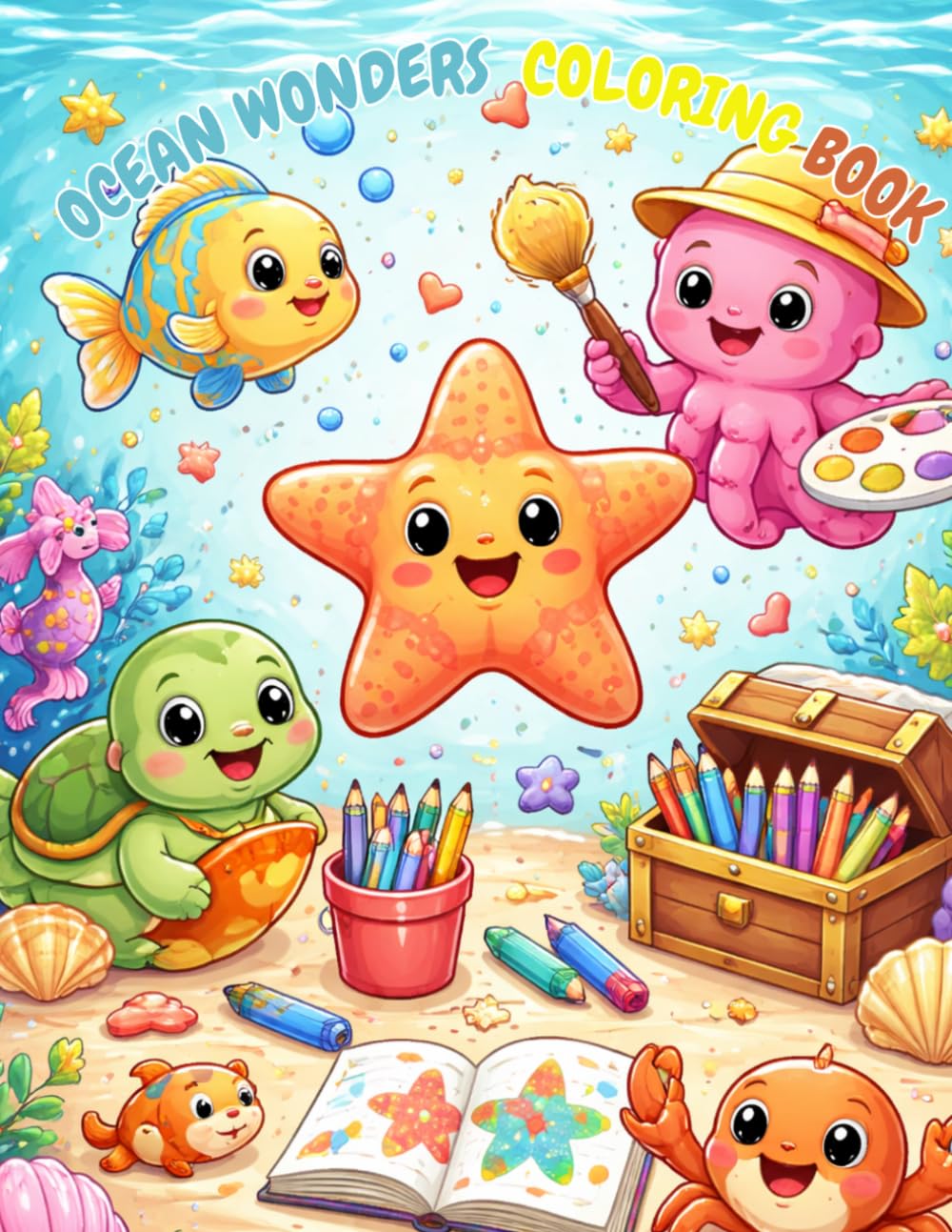 ocean wonders coloring book: A Fun and Easy Coloring Book with 40 Simple Designs for Toddlers and Kids Ages 2–8