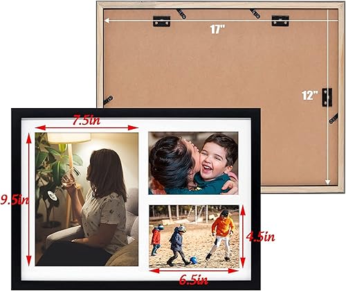 Vista 164 de Golden State Art, Juego de 2 portarretratos de madera blanca de 12 x 17 pulgadas, paspartú blanco para fotos de 8 x 10 y 5 x 7 pulgadas, vidrio