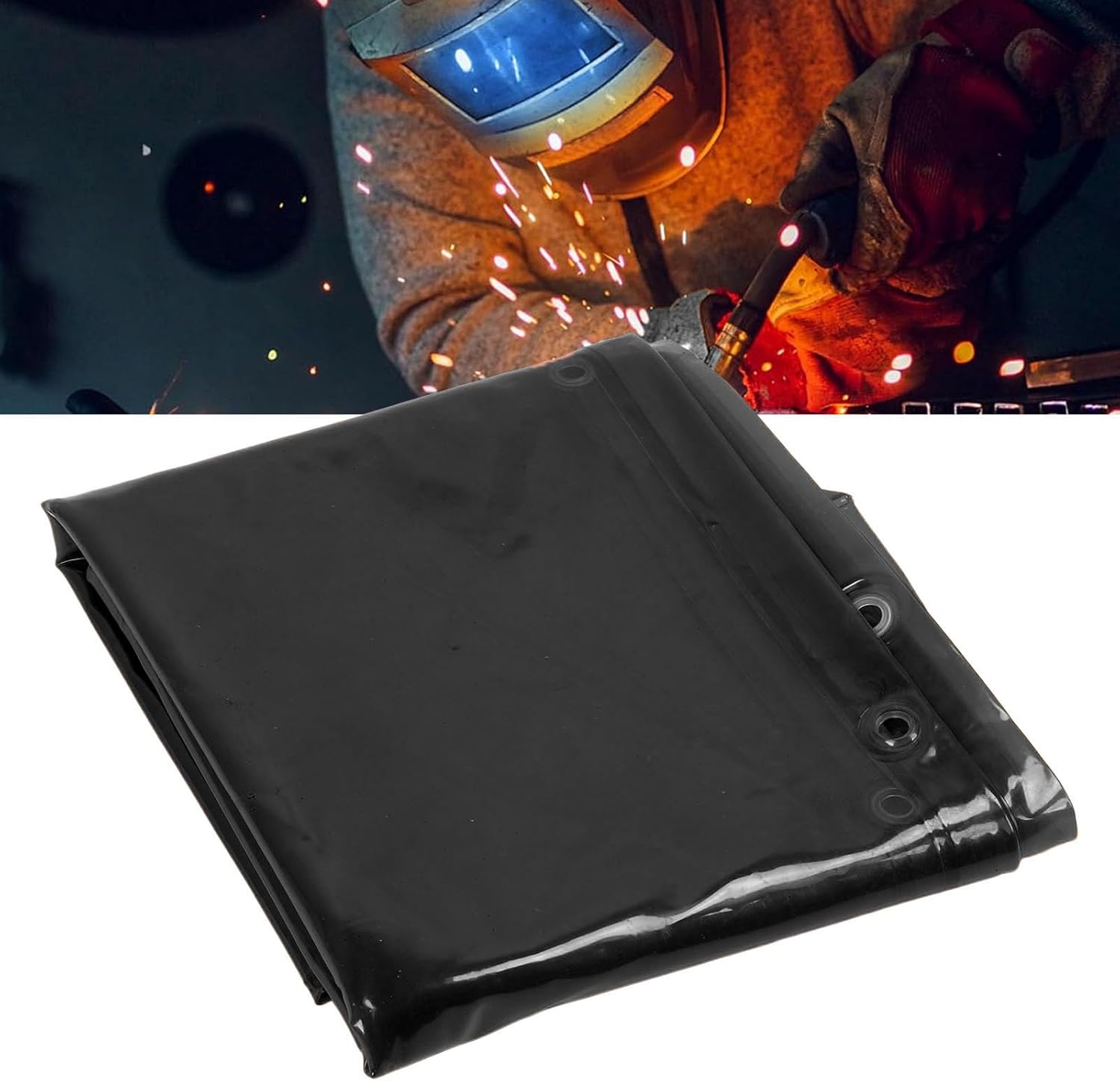 AUNMAS Retardant Welding Curtain, 5.71 x 7.68ft Polyethylene Welding Screen with Hanging Holes, for Shop Automotive Industrial Site
