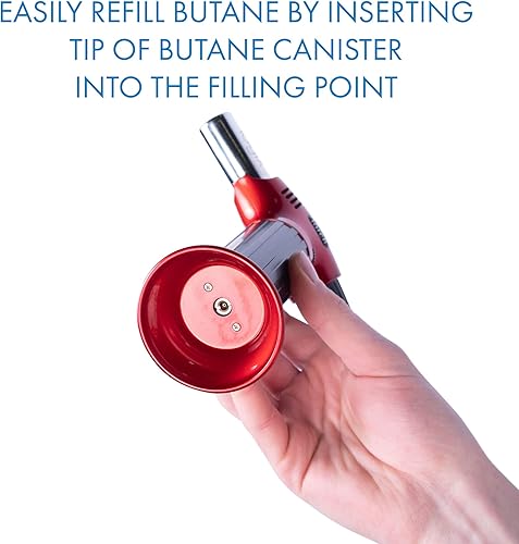Miniatura 7 de LOGIX 20911 - Encendedores de antorcha, antorcha de cocina para crema brûlée, butano recargable, mini, antorcha culinaria