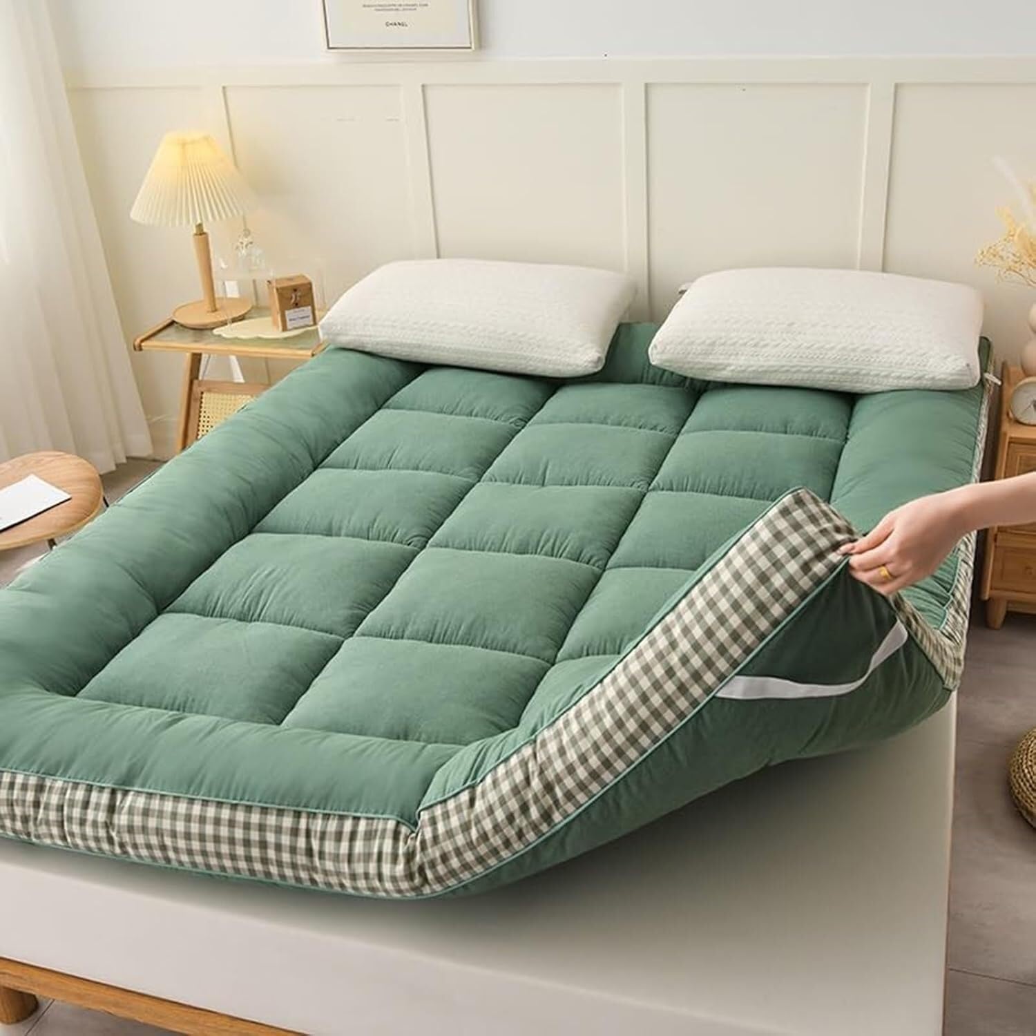 Matelas Futon Japonais Pliable - Tapis De Sol 1 Place 70/190 ou 2 Places 140x190 - Coton (A,1.5mx2m)