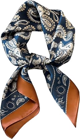 kcctoo 27.5" Mulberry Silk Feeling Head Scarf Womens Fashion Square Neck Satin Scarfs for Bag Hair Scarves Gift