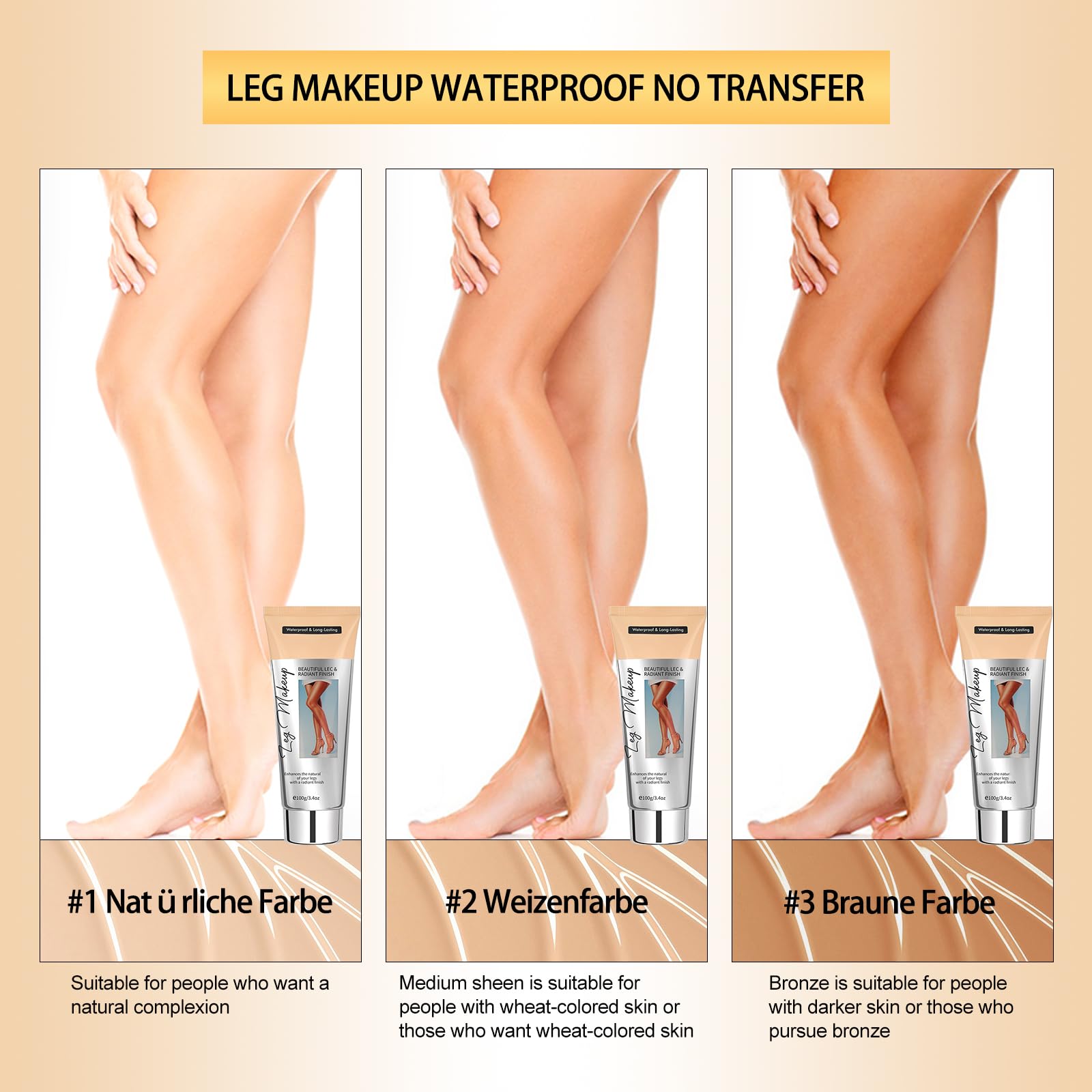 Body Gambe, Trucco impermeabile, copertura perfetta per gambe, copertura per tatuaggi, impermeabile, copertura per tatuaggi per cicatrici di gambe e corpo, texture leggera
