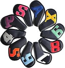 LOVIVER Lot de 10 Housses de Protection pour têtes de Club de Golf en PU, Portables et universelles, pour golfeurs de 4, 5, 6, 7, 8, 9 Pouces, Tendance