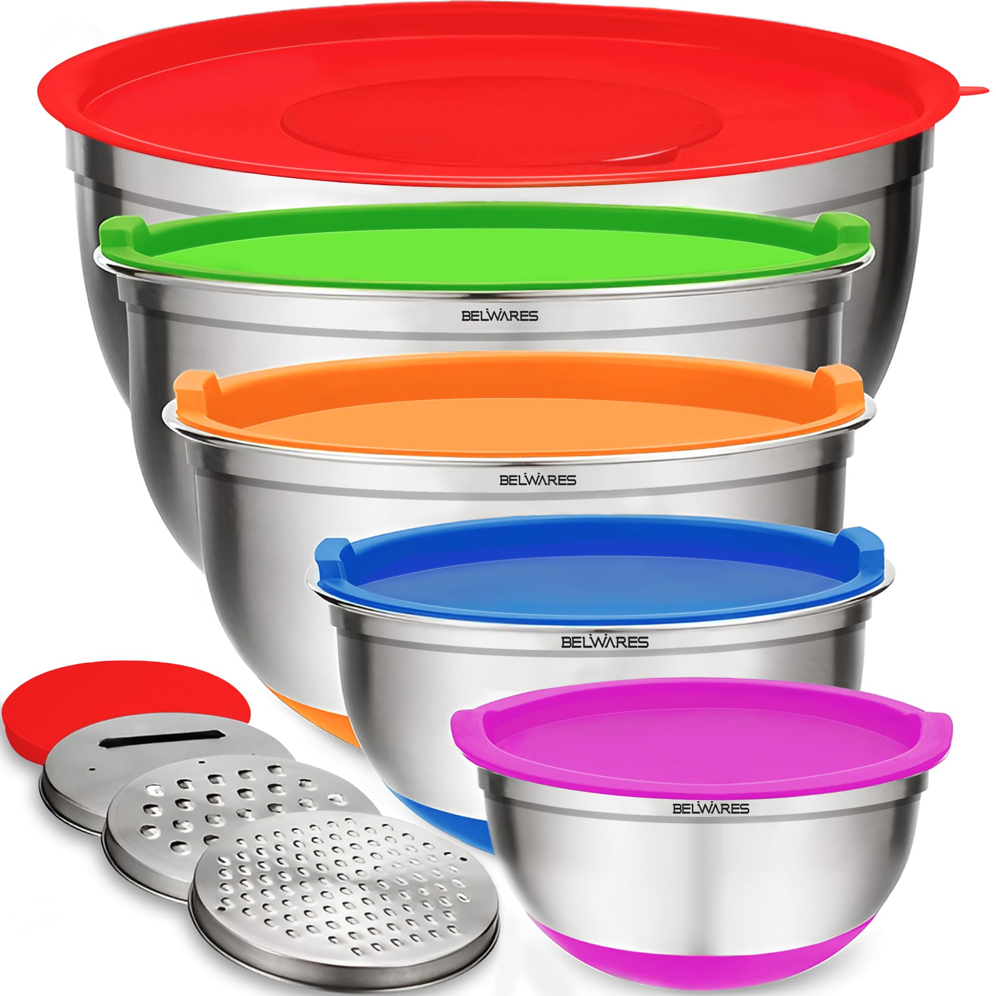 Belwares Lot De 5 Bols Mélangeurs Avec Couvercles – Bols