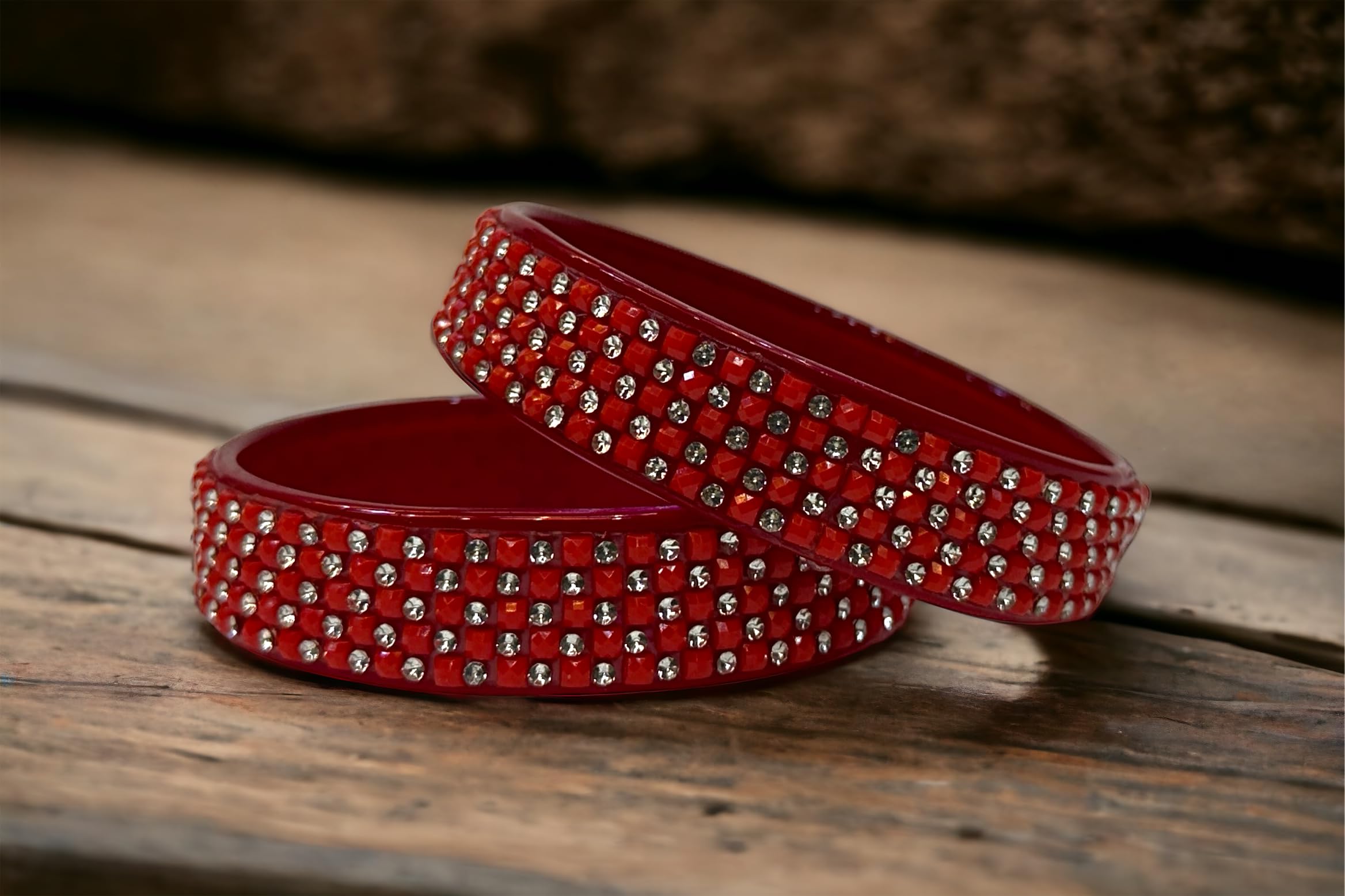 Zircon Stone Glass Bangle Indian Fancy Kanch Bangles (2.60)