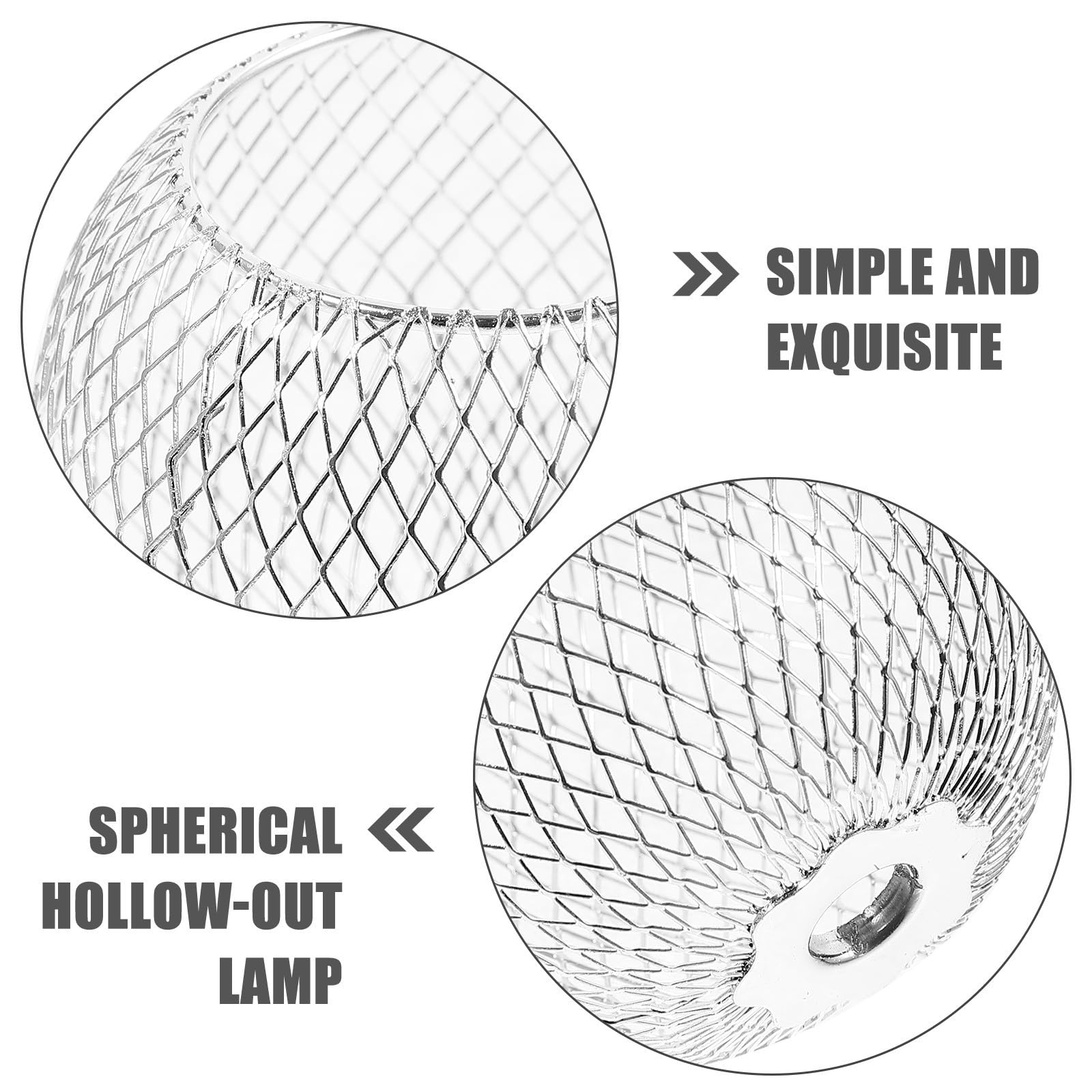 Pantalla de Lámpara de Metal Artesanal Plata, Decoración Difusa Fácil de Instalar, 3 Piezas, Apertura 10mm, Pantalla de Lámpara Metálica Esférica Calada para Varios estilos