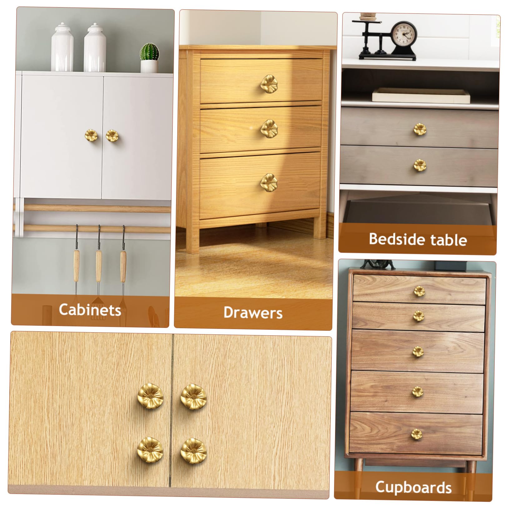 Schrankknöpfe Verschleißfest Blumenförmige 5 Stück aus Zinklegierung und Goldfarbene Möbelgriffe mit Elegantem Design Komfortabler Griff für Kommodenschubladen