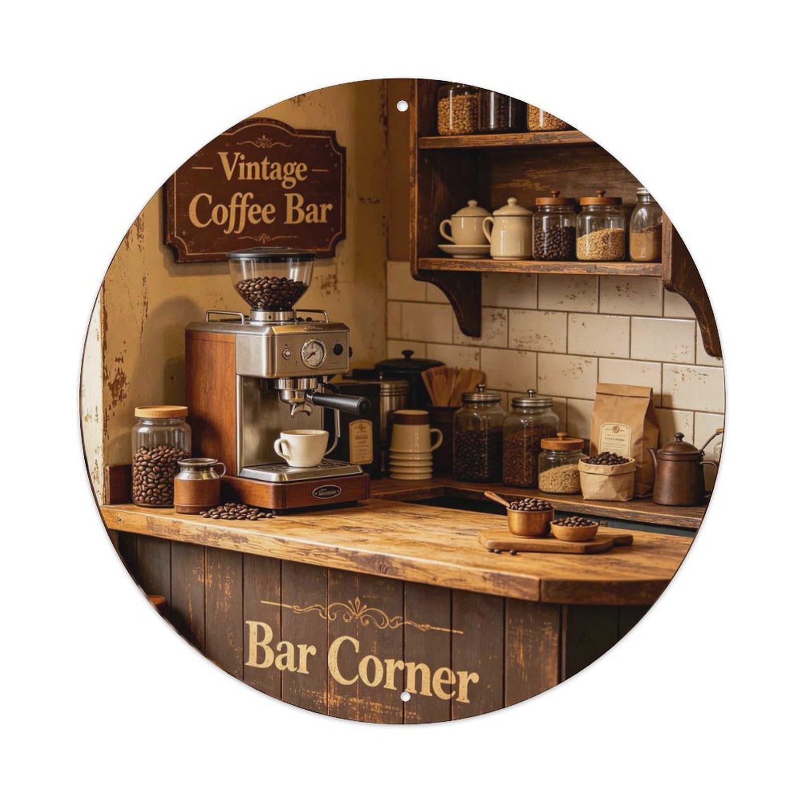 Vintage Coffee Bar Corner Metal Tin Sign Plaque