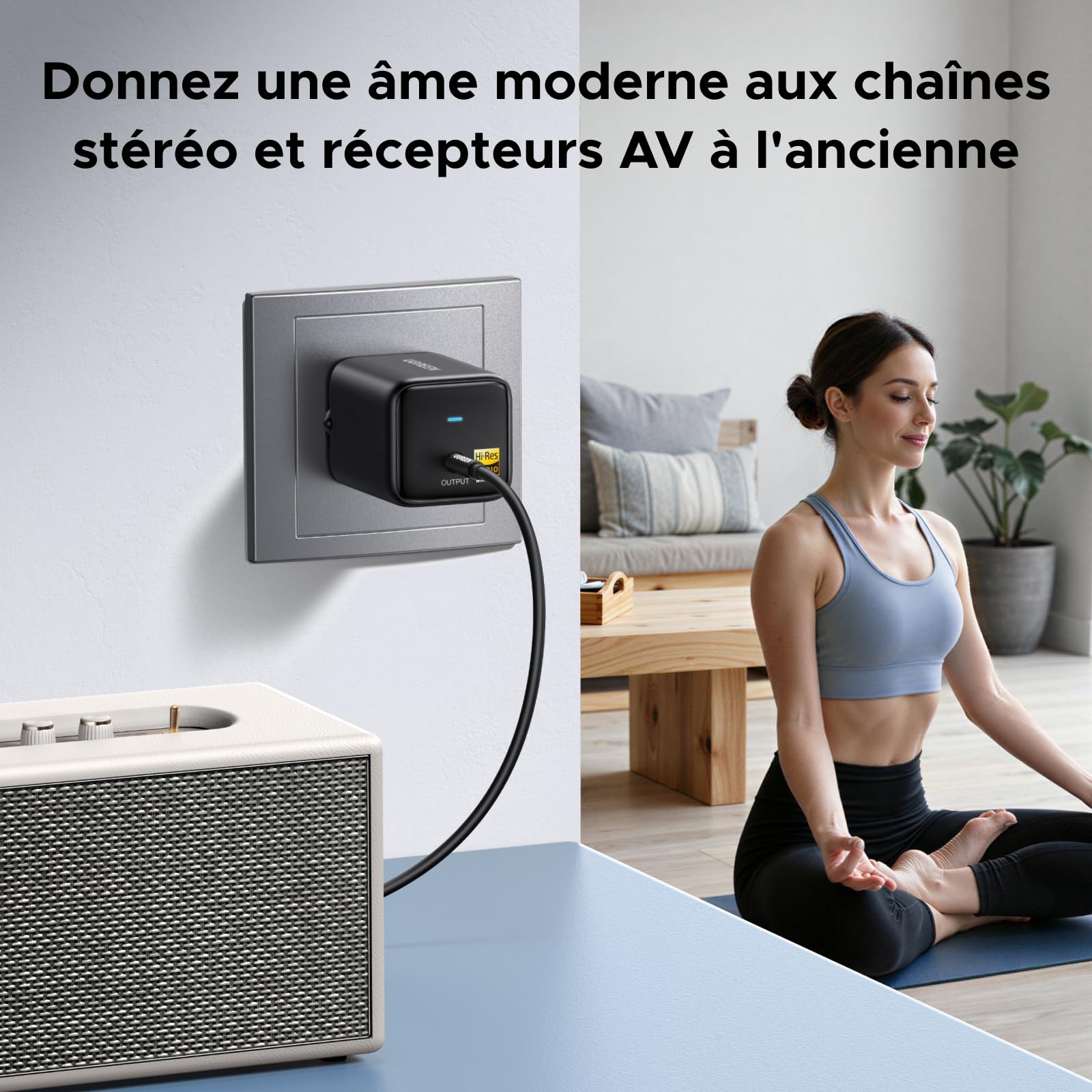 UGREEN Récepteur Bluetooth 6.0 LDAC Adaptateur Audio Bluetooth pour Chaîne HiFi Hi-Res Audio avec 3.5mm Connexion Alimentation Directement Branchable pour Haut-Parleur Amplificateur Faible Latence