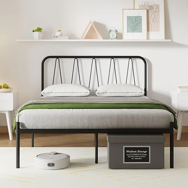 Novilla Queen Size Bed Frame with Modern Headboard, 14 Inch Metal Platform Bed Frame, Heavy Duty Slats Support, No Box Spring Needed, Easy Assembly, Noise-Free