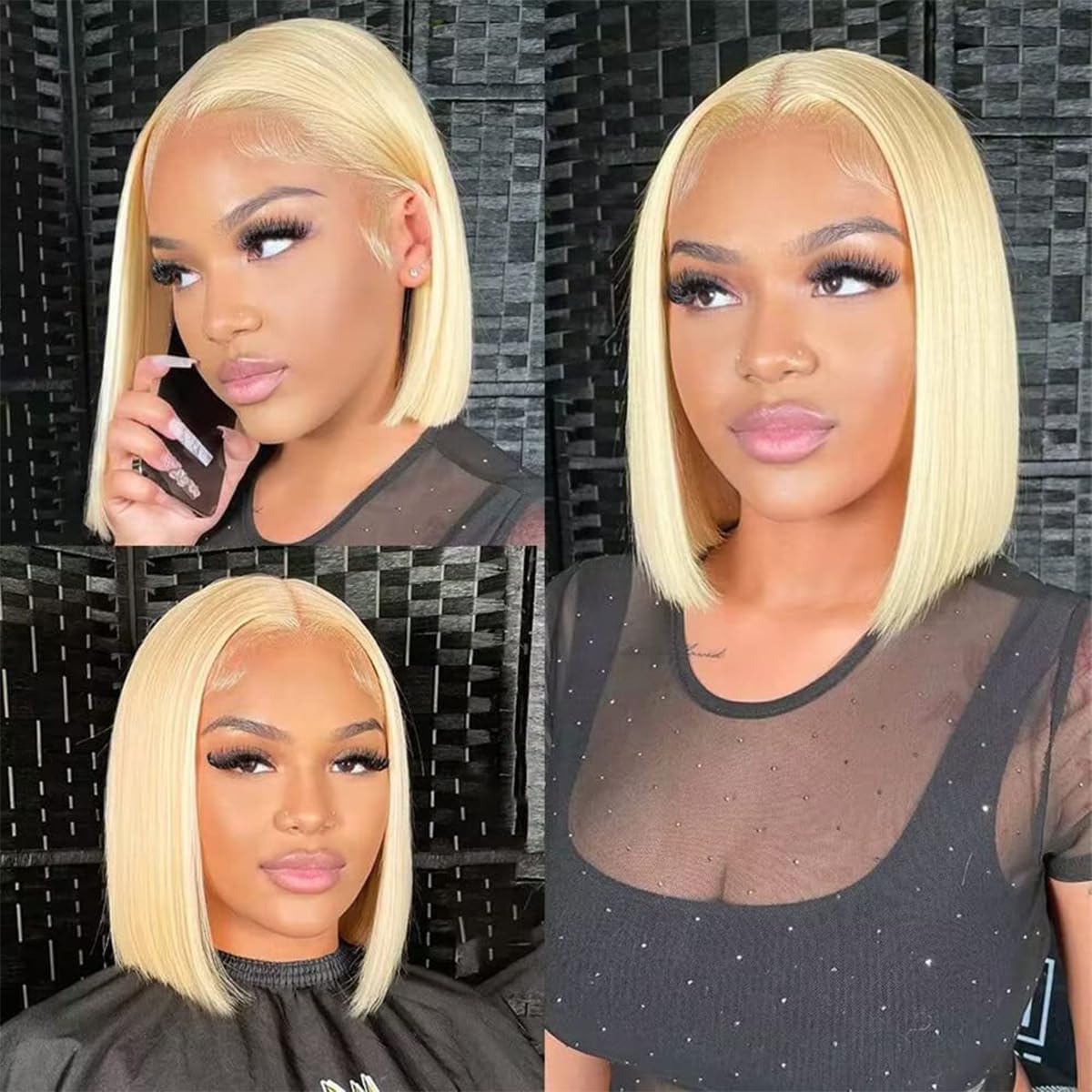 LICHANG 13x4 Lace Frontal Wig Human Hair Straight Bob Wigs 613 Short Bob Wigs Human Hair for Women 180% Density 10 Inch Wear And Go 13x4 Blonde Bob Wig Human Hair