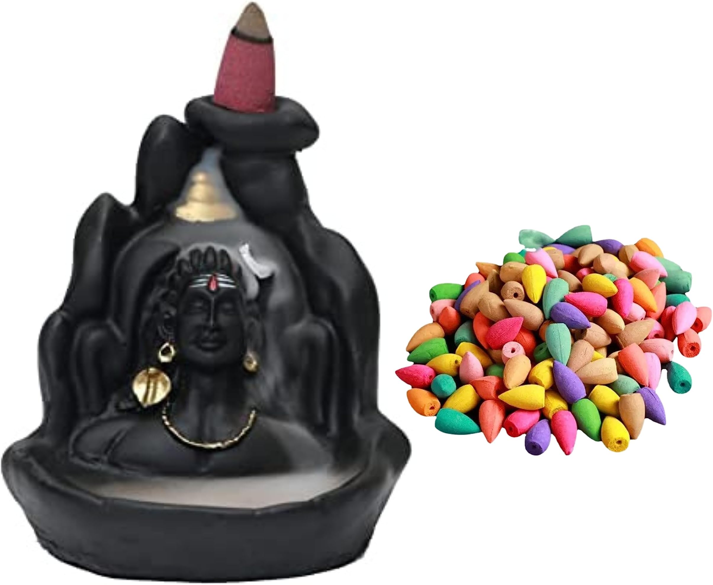 FAIRY FIRST Mahadev Shiv ji Adiyogi Backflow Incense Burner Lord Shiva