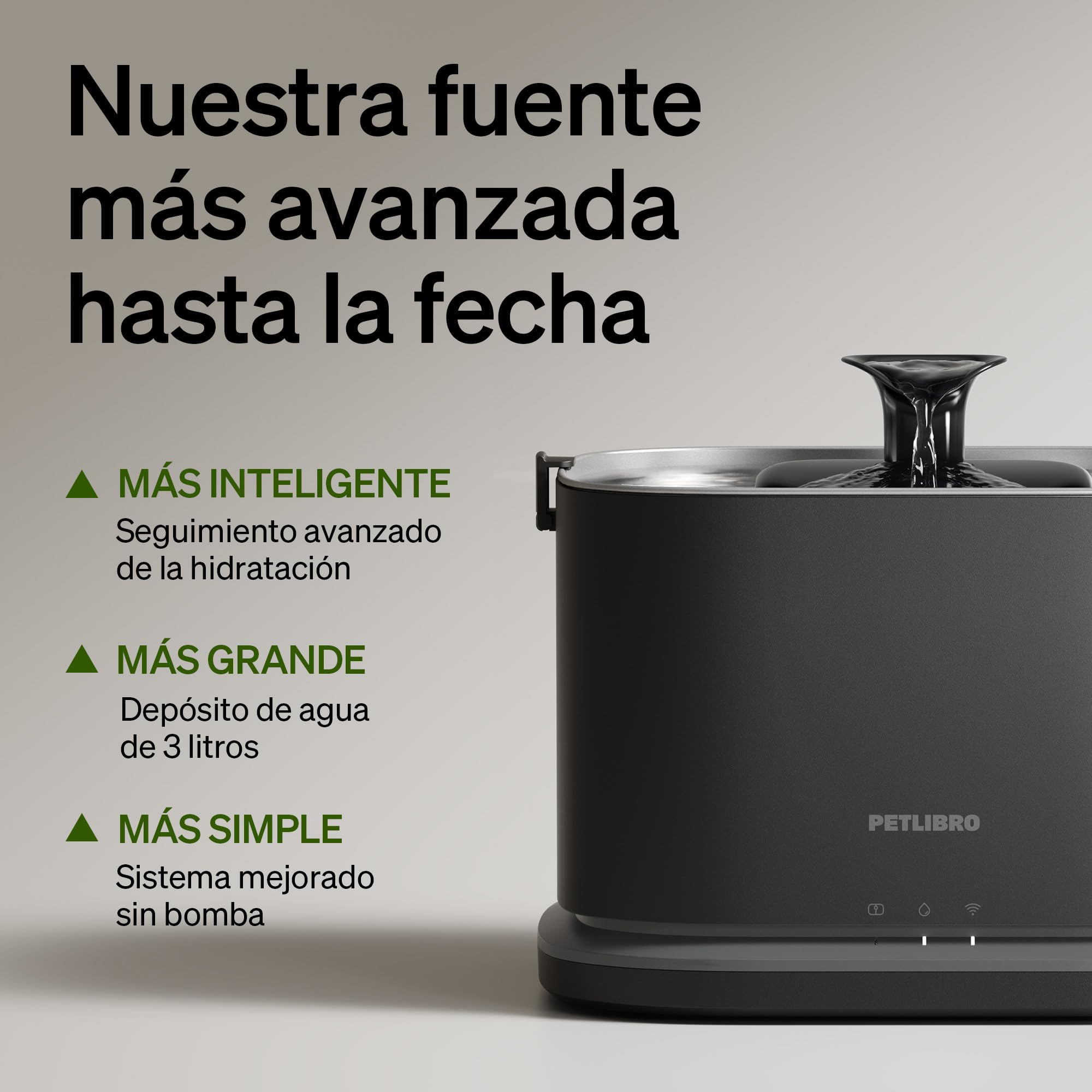 PETLIBRO Dockstream 2 Fuente Agua Gatos, Bebedero Automático App WiFi, 23dB Silencioso, Fácil Limpieza, 3L Acero Inoxidable, sin BPA — Versión Cable Alimentación, Negro