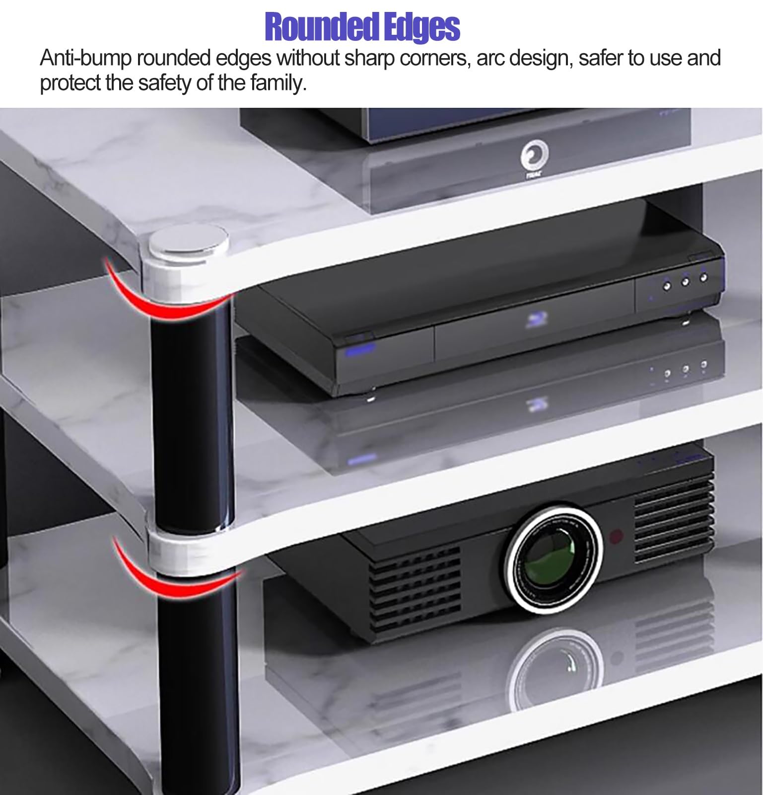 Stojak na media HiFi 120 cm, stojak na audio/wideo, wytrzymały, nowoczesny design, otwarty, modułowy schowek do kina domowego i sprzętu stereo