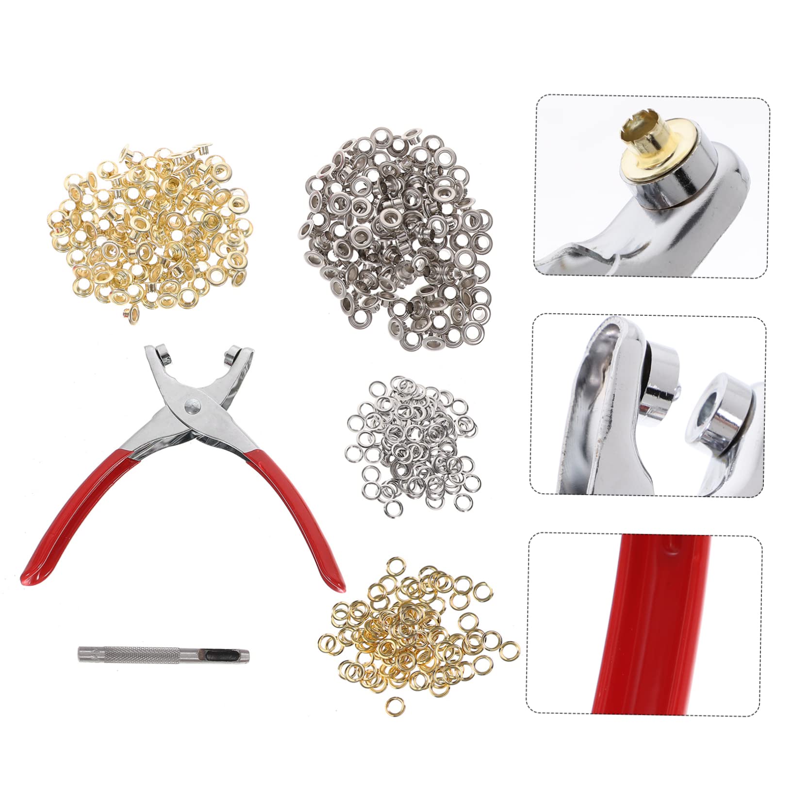 Pinza Occhiellatrice in Metallo Con Rondelle Kit Di Utensili Per Occhielli Applicabile Tessuto Pelle Plastica Morbida e Tela