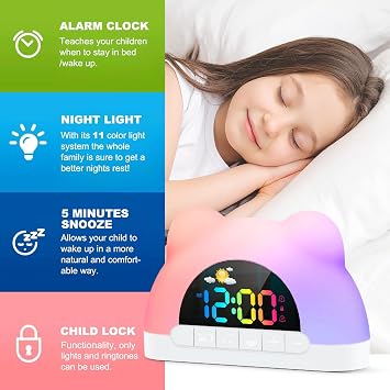 Azyh Alarm Clock for Kids, Ok to Wake Clock with Green Light Red Light, Children's Sleep Trainer,10 Ringtones,3 Brightness, Dual Alarms, Digital Alarm Clock for Adults Boy Girl Toddler Bedroom
