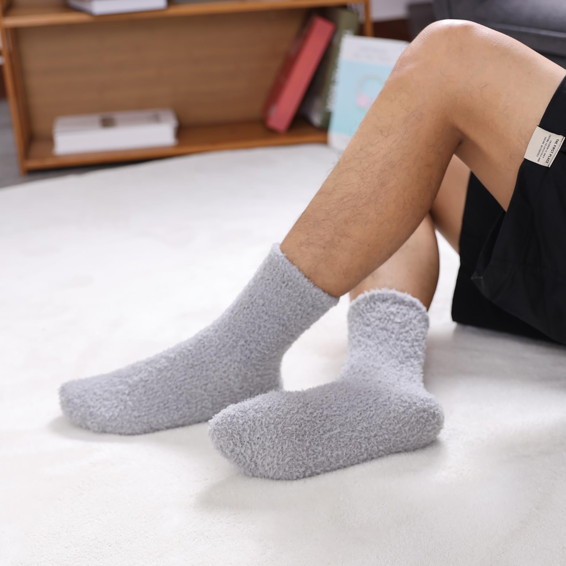 LINEMIN Calcetines mullidos para hombre, microfibra, 5/6 pares