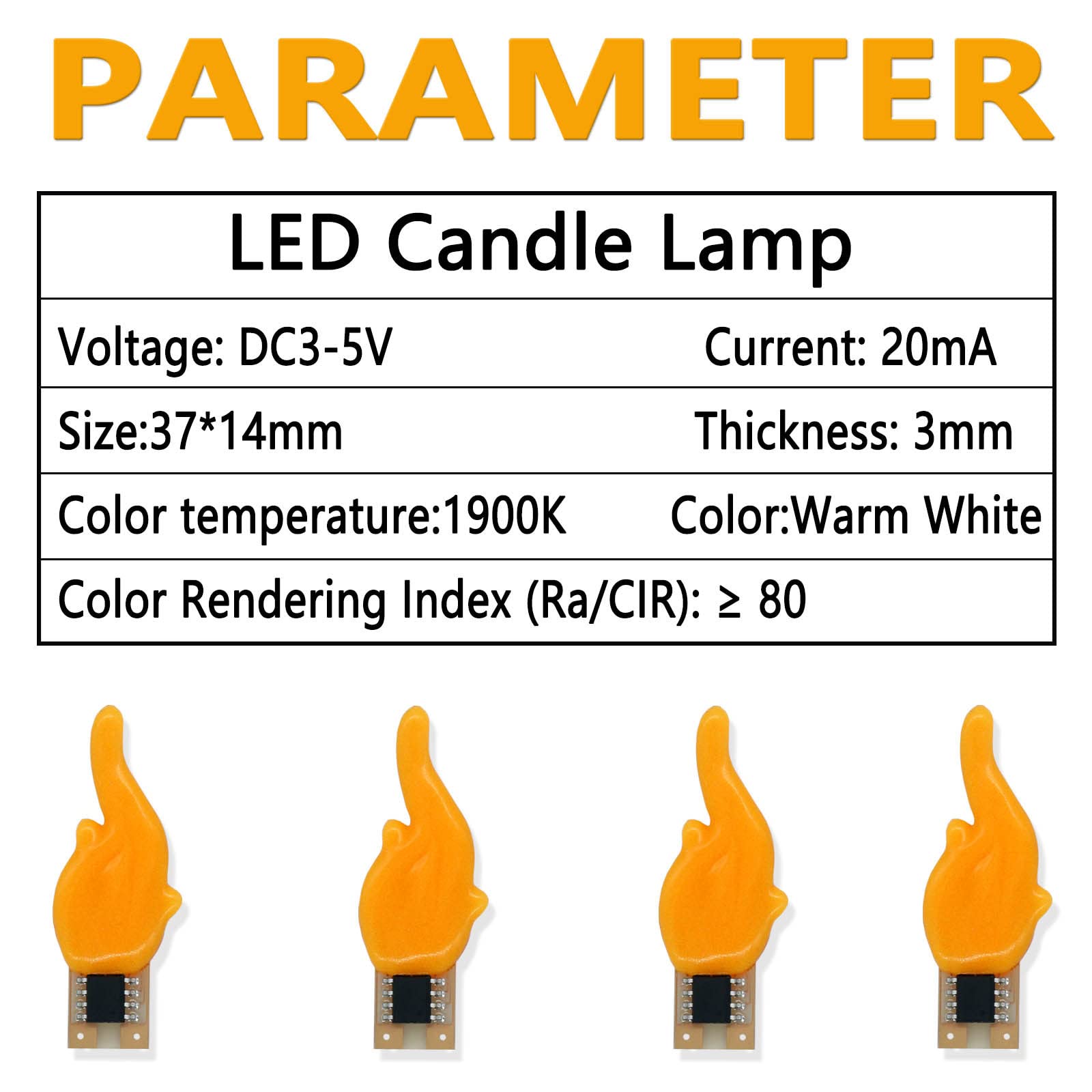 Lot de 50 ampoules Edison flamme flash DC3 DC4 V DC5 V 1900 K Blanc chaud Ampoule décorative 20 mA pour décoration de maison, fête, accessoires de bricolage, blanc chaud 1900 K, DC3-5 V