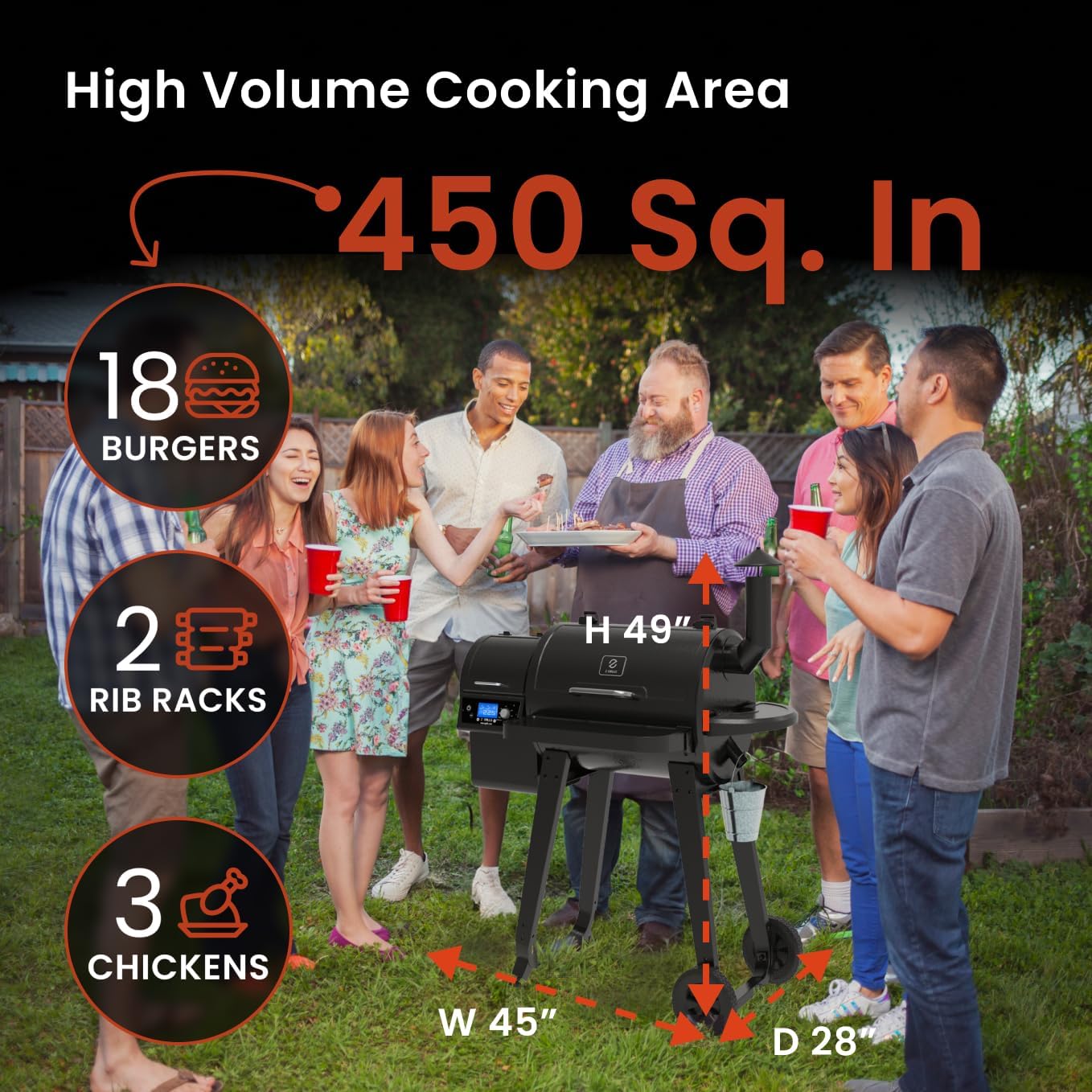 Z GRILLS ZPG-450A Wood Pellet Grill & Smoker with PID V2.1 Controller, 459 Sq in Cook Area, Meat Probe, Foldable Shelf, 8 in 1 BBQ Grill Outdoor Auto Temperature Control, Black