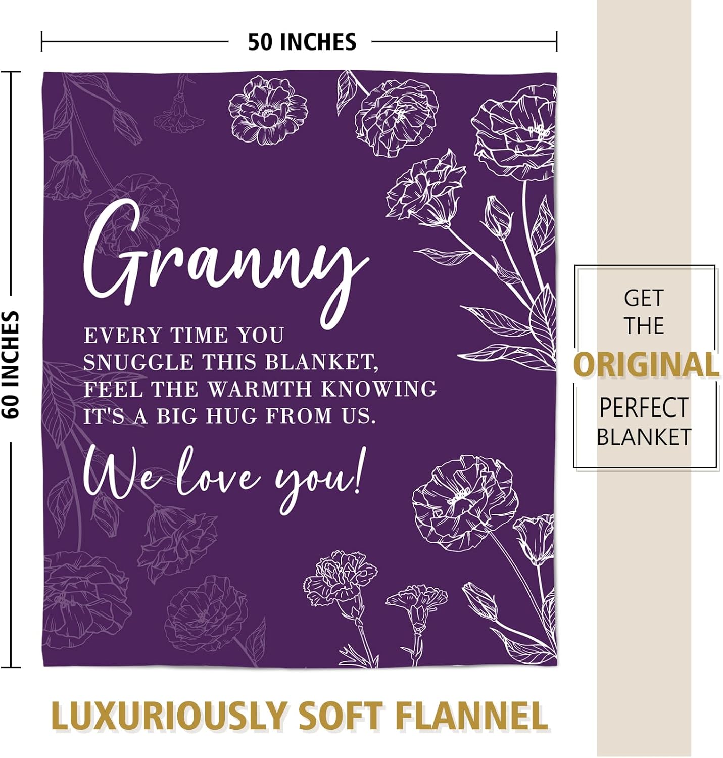 GiltGlimmer Granny Gifts for Grandma, Gifts for Granny, Granny Birthday Gift from Grandkids, to My Granny Grandma Throw Blanket 50" x 60", Purple - Image 7