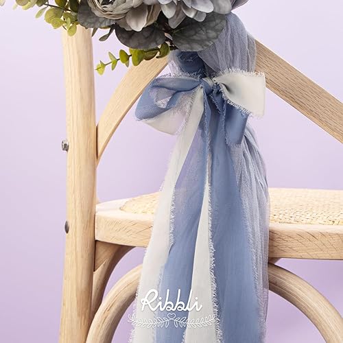 Miniatura 53 de Ribbli Cinta de gasa color marfil de 1-1/2 pulgadas x 30 yardas, hecha a mano con flecos, cinta de seda marfil, cinta crema para invitaciones