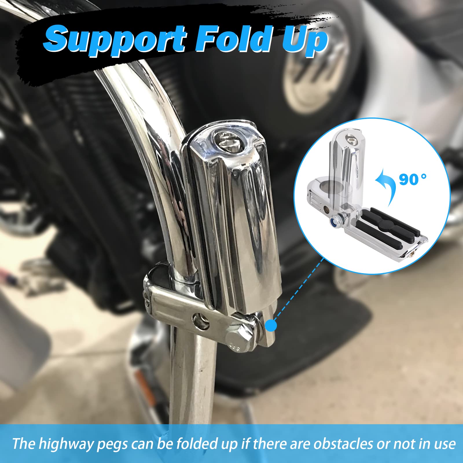 Motorrad Highway Pegs Fußstützen - Klappbar Für 1-1/4 Zoll Rohre
