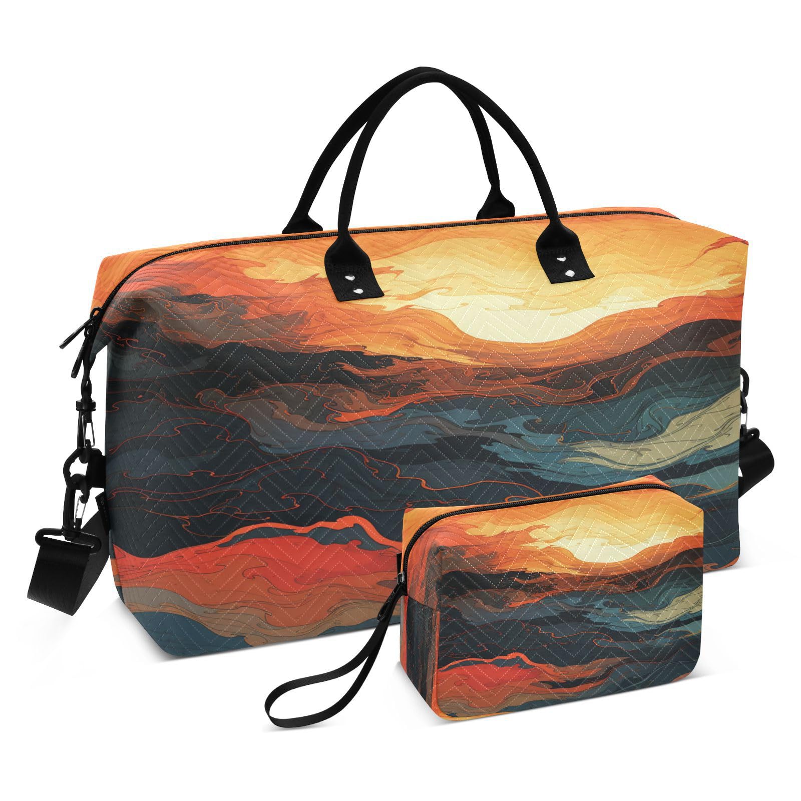 Oil Artwork Sunset Sports Swim Gym Bag Weekender Duffel Travel Bags Handbag with Makeup Storage Bag for Girls Men