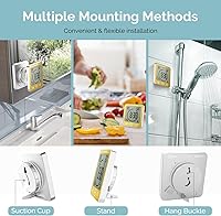 Vista 2 de KADAMS Shower Clock Waterproof Bathroom Timer – Digital Wall Clock with Countdown, Magnetic Kitchen Clock with Temperature & Humidity, Suction Cup