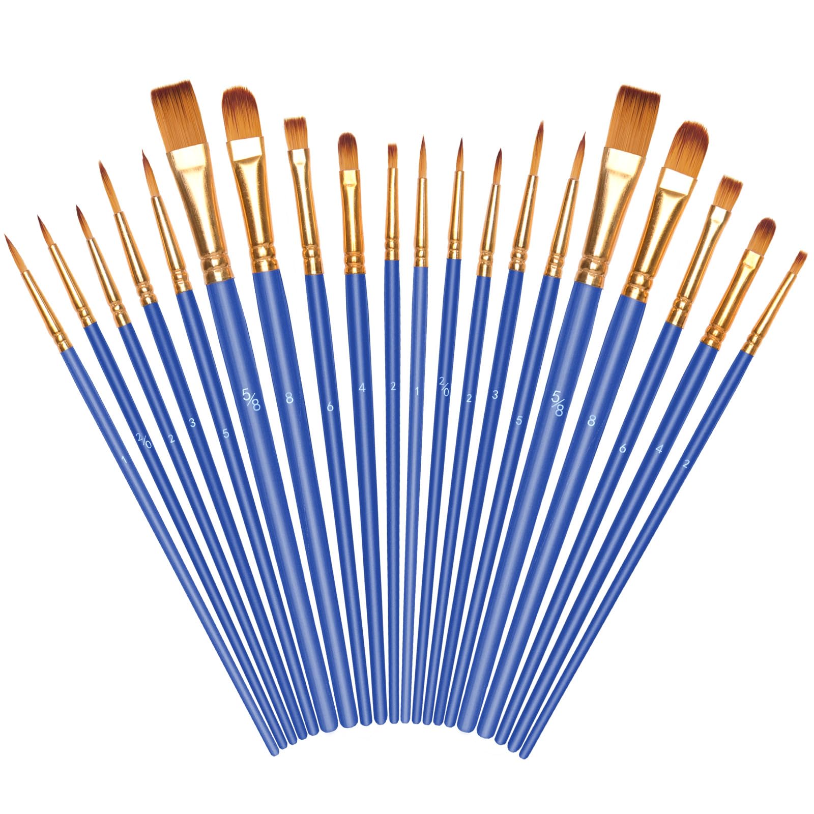 Vicloon Pinselset Acrylfarben, 20 Stück Verschiedene Größen Pinsel Set, Basics Künstlerpinsel im Set, für Acryl, Aquarell, Öl, Gouache, Steinmalerei, Blau
