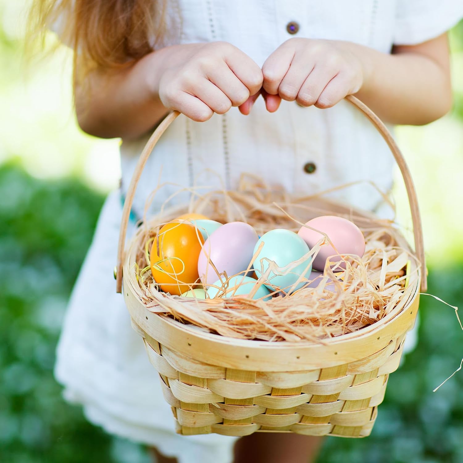 72 Pcs Easter Wooden Eggs Decorations Wood Fake Eggs Bulk for Crafts Faux Chicken Nesting Play for Easter Gifts Basket Fillers Home Kitchen Party Decor (Macaron)