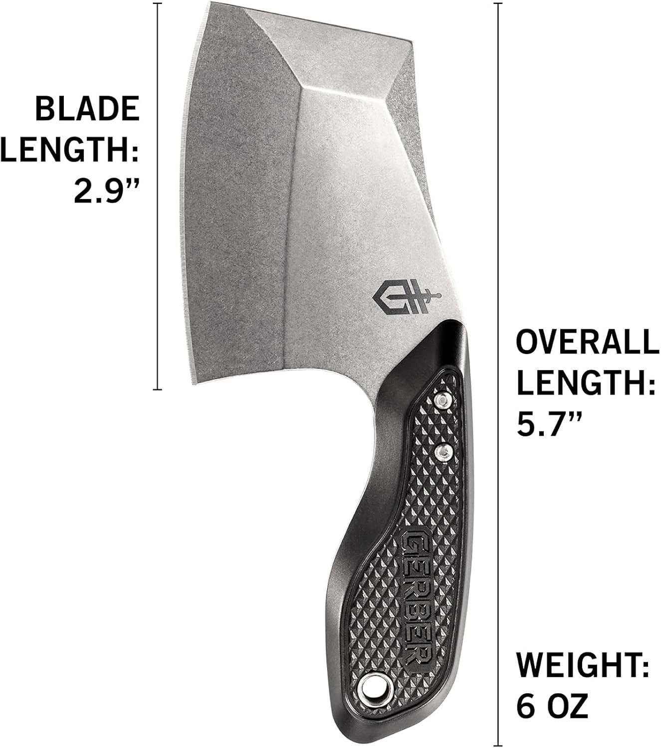 Gerber Gear TRI-Tip Mini Cleaver Fixed Blade Camping Knife with Molle Sheath for Survival and Bushcrafting, Black