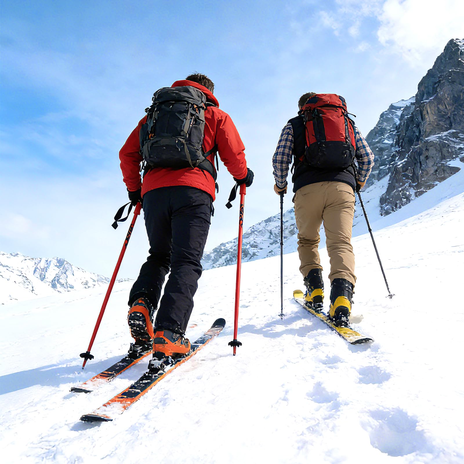 1 Paire de Bâtons de Ski, Bâtons de Ski avec Poignée Ergonomique Robuste, Légers, pour Les Loisirs, Les Pistes de Ski de Fond Damées, La Raquette, Les