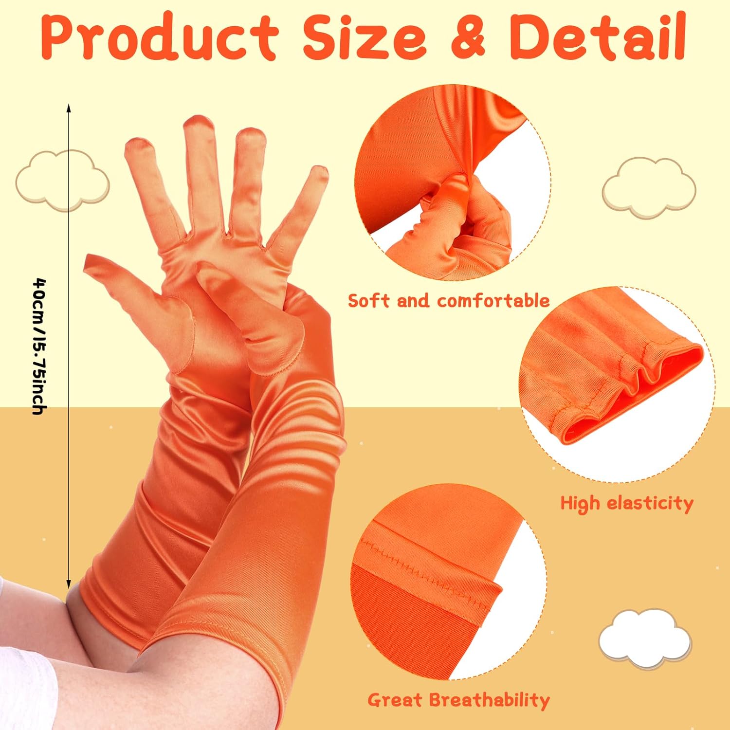 7 Pcs Orange Cartoon Character Costume Set Yellow Mustache Eyebrows Accessories with Glasses Orange Tutu Skirt Socks Gloves Headband Set Halloween Costume Accessories for Party Cosplay - Image 4