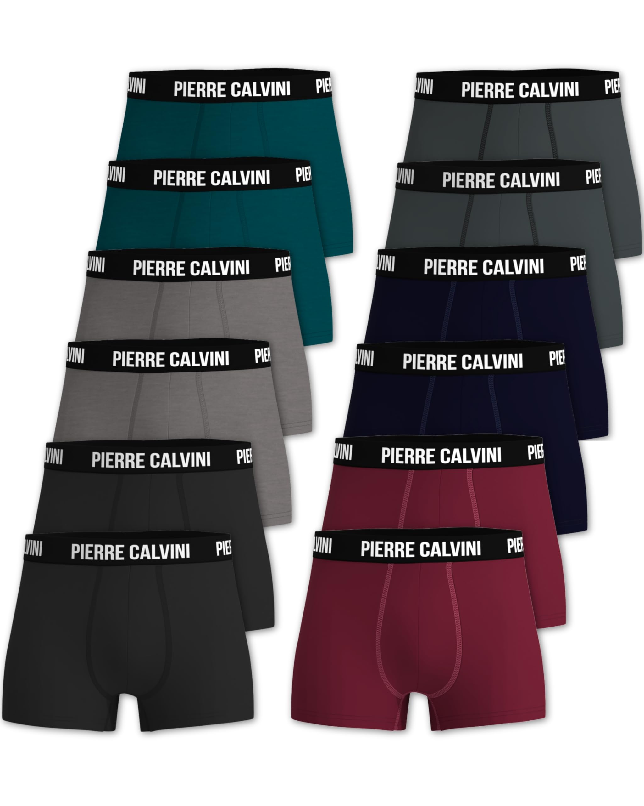 Pierre Calvini Men's Dark Assorted | 12-Pack Hipster Boxers - Cotton Boxer Multipack (12, Dark, Xxl)