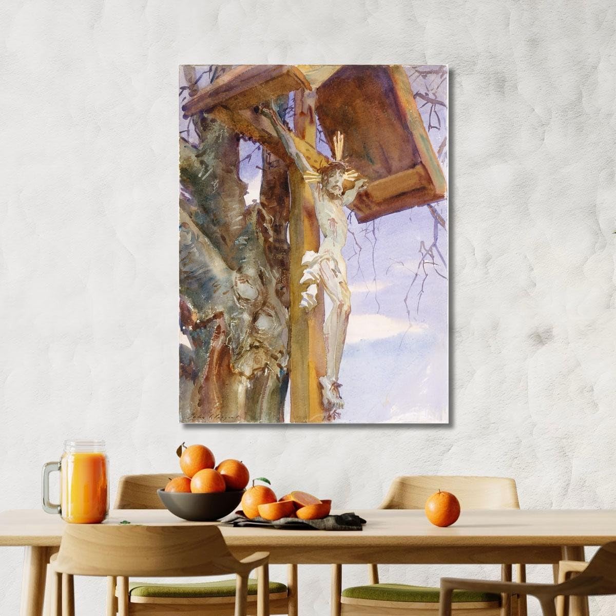Crocifisso Tirolese John Singer Sargent, jss348 Quadro Stampato su Tela, 100x70 cm