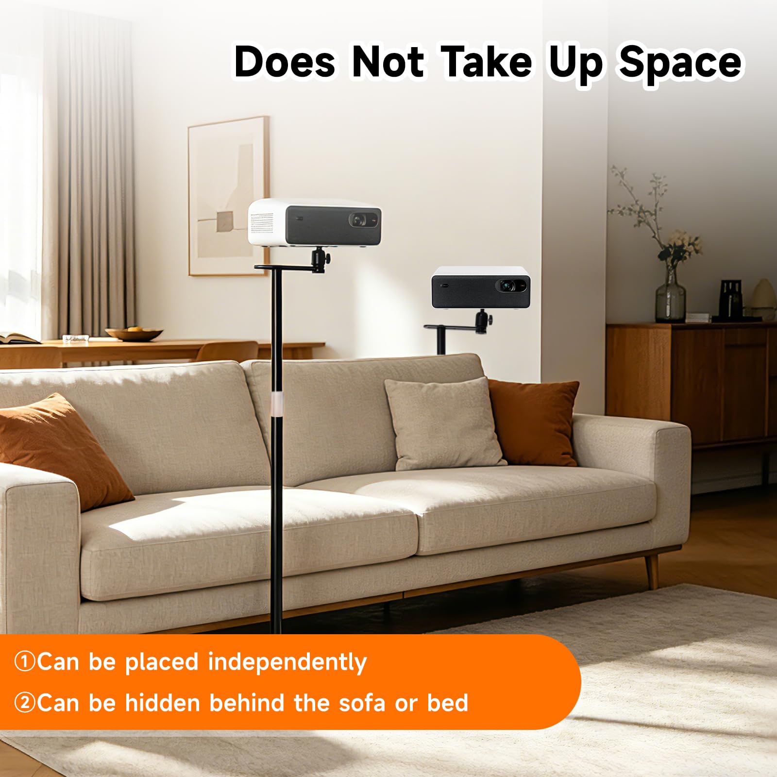 Soporte para proyector, soporte universal multifuncional giratorio de 360°,soporte de suelo oculto en forma de L, compatible con proyectores,cámaras y webcams para uso en oficinas y exteriores