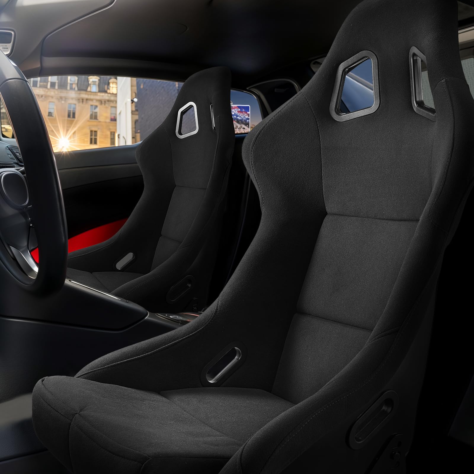 VEVOR Sedile da Corsa per Auto 1 Pezzo, Sedile da Corsa Integrato con Cursore a Doppia Chiusura Schiuma ad Alta Resilienza, Sedia da Corsa con Tessuto in Velluto Cursore Q235B, Adatto per Auto Racing