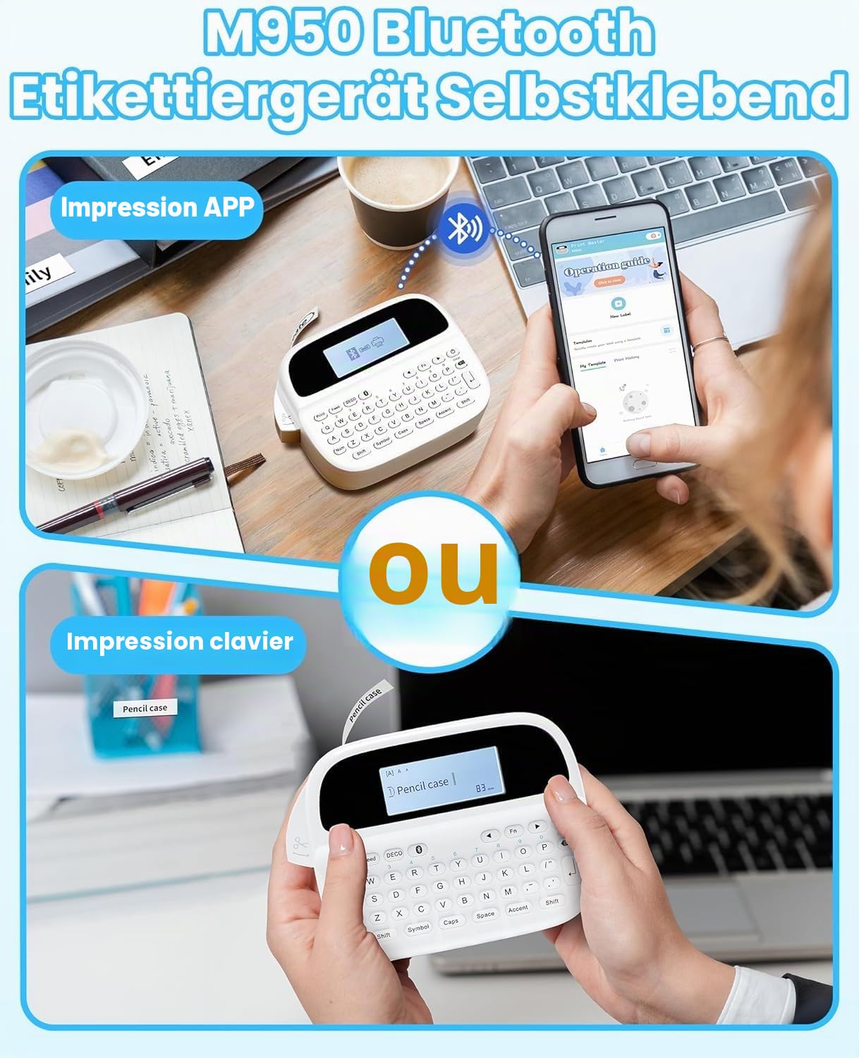 Imprimante Etiquette Autocollante Portable, Etiqueteuse Autocollantes