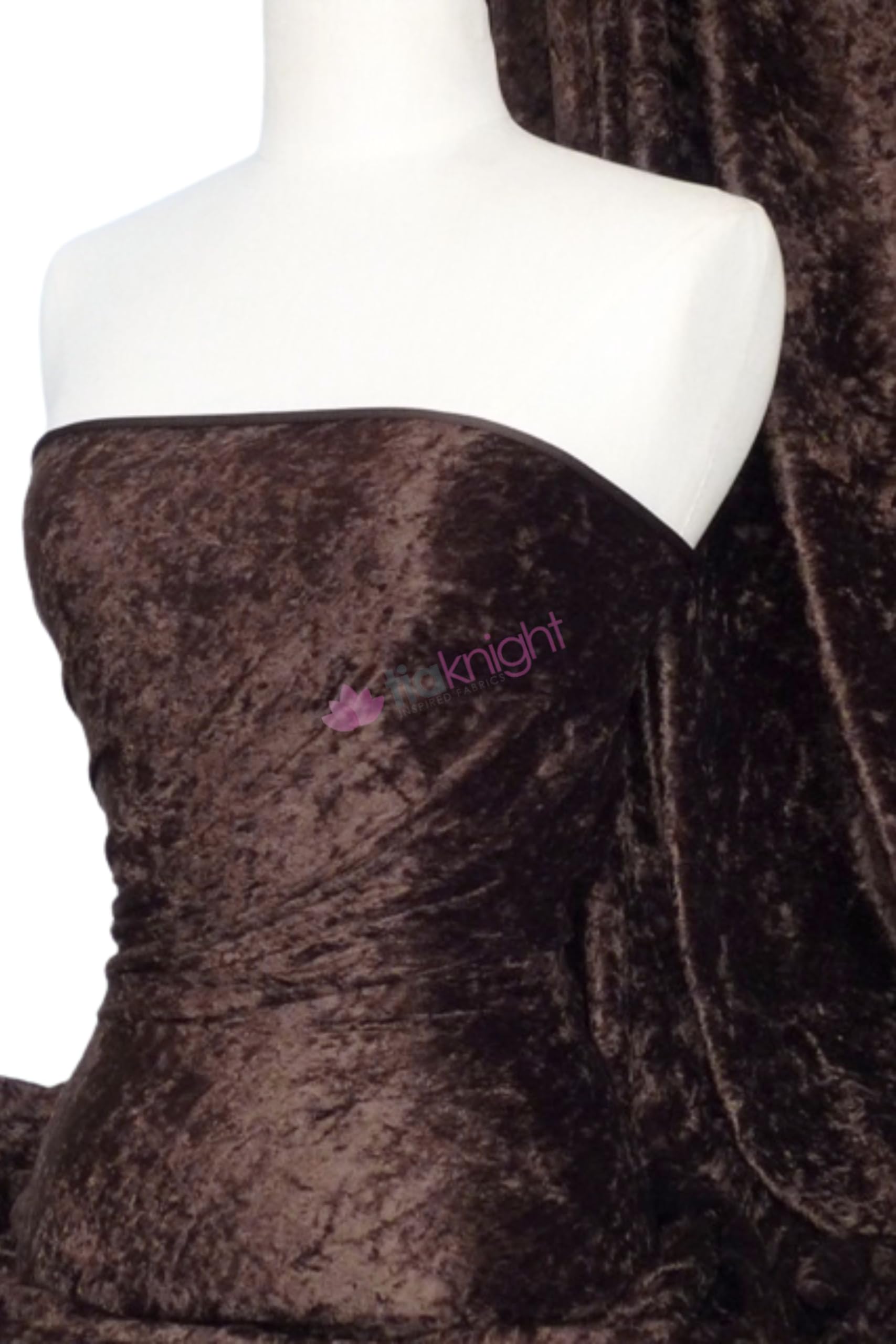 Tia Knight Inspired Fabrics Chocolate Brown Crushed Velvet Stretch Material | Soft Furnishing, Craft Velour & Dressmaking Fabric | Same Day Dispatch | Sold By The Metre | By Tia Knight Q156 (Chocolate Brown)