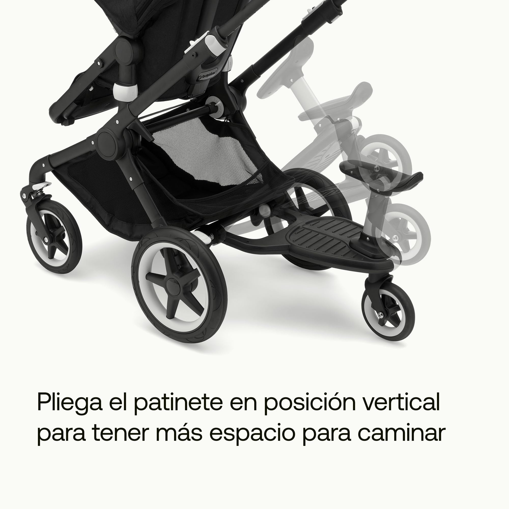 Patinete Acoplado + Bugaboo Comfort, compatible con cualquier carrito Bugaboo, se requieren adaptadores para carritos Cameleon/Donkey/Bee/Buffalo, Buggyboard con opción de Pararse y Sentarse, Negro