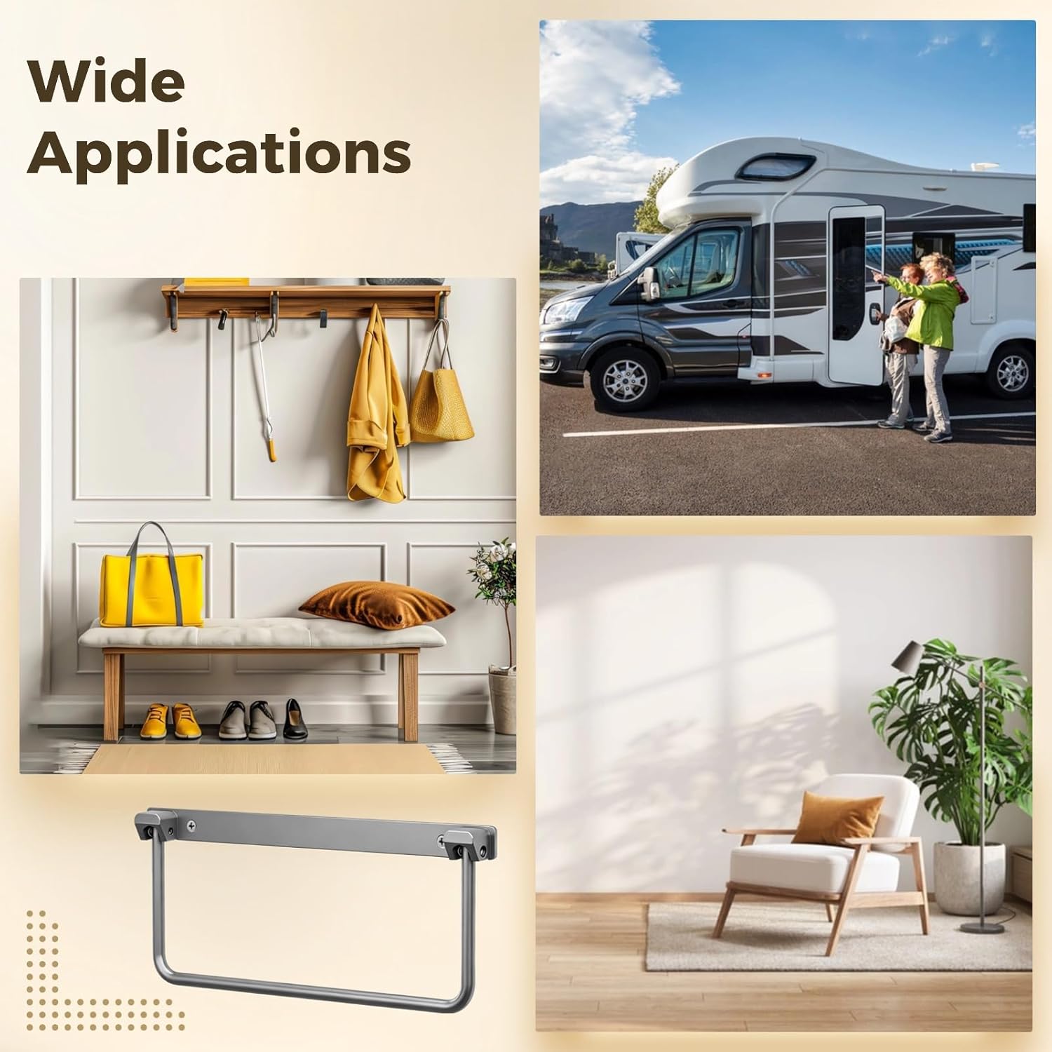 4 Pcs Rv Shoe Rack Foldable, Aluminum Wall Mount Shoe Organizer for Campers, Space Saving, Easy Install