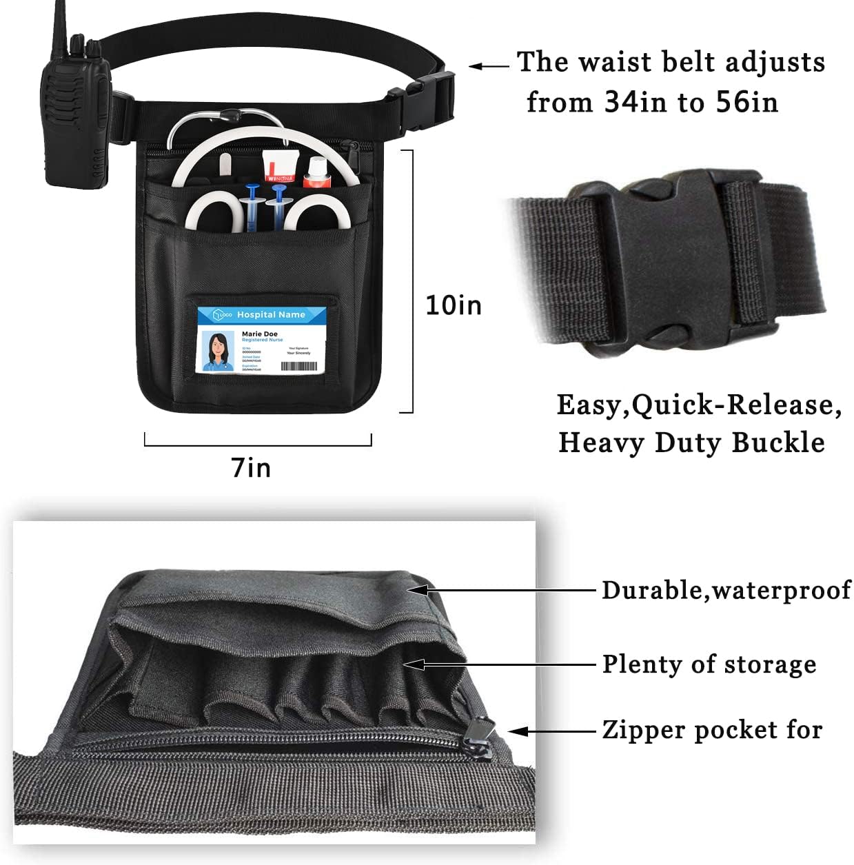 Medical Nurse Fanny Pack, 11 Pockets Nurse tool Belt for Women, Nursing Bags for Work Supplies with Multi Compartment,Nursing Waist Organizer Belt