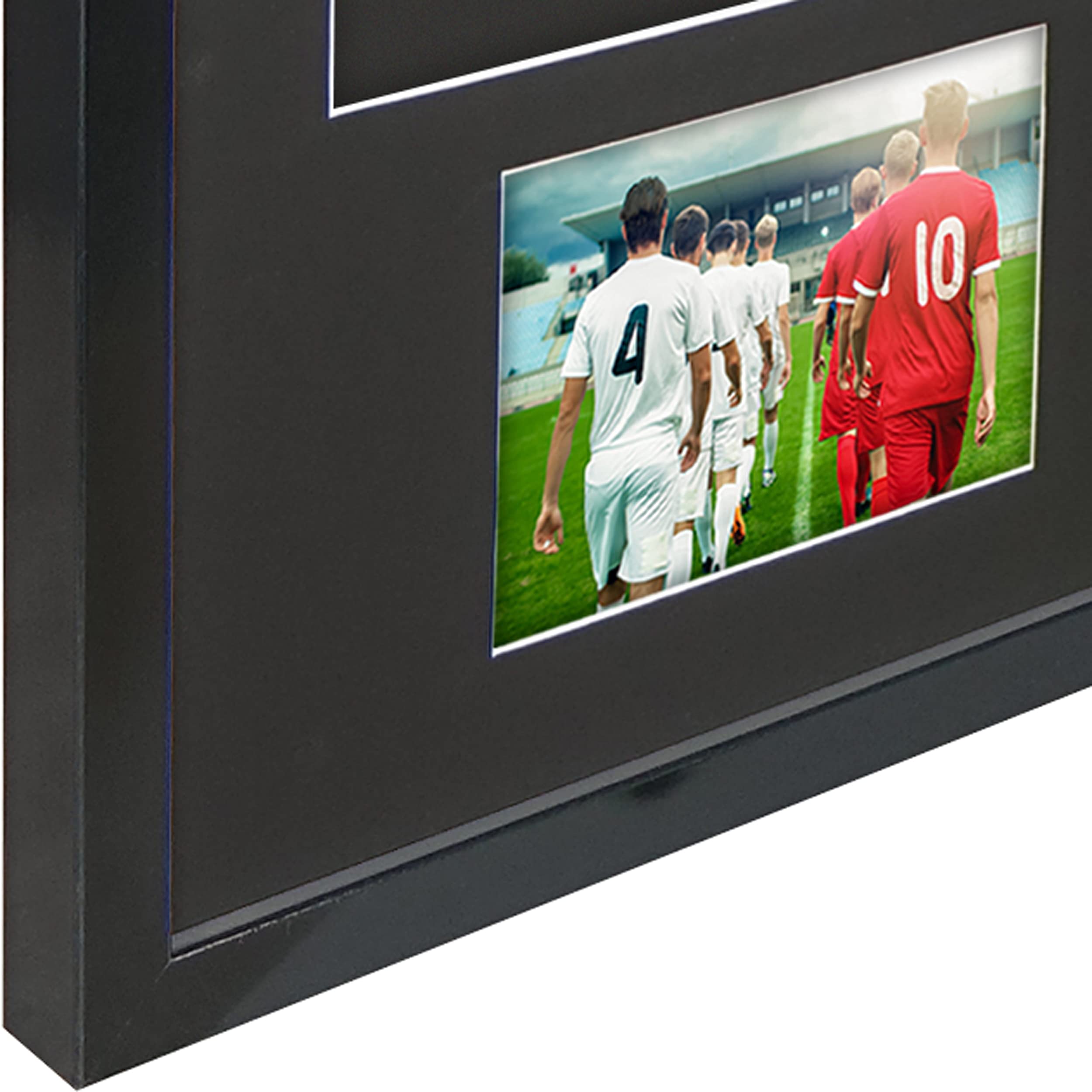 Vivarti DIY Erwachsene 3D montiert + doppelte Blende Sport-Shirt-Display-Rahmen für Fußballtrikot, Rugby-Shirt, Band-Shirt, Schattenbox – 61 x 91,5 cm – glänzender schwarzer Rahmen, schwarzes