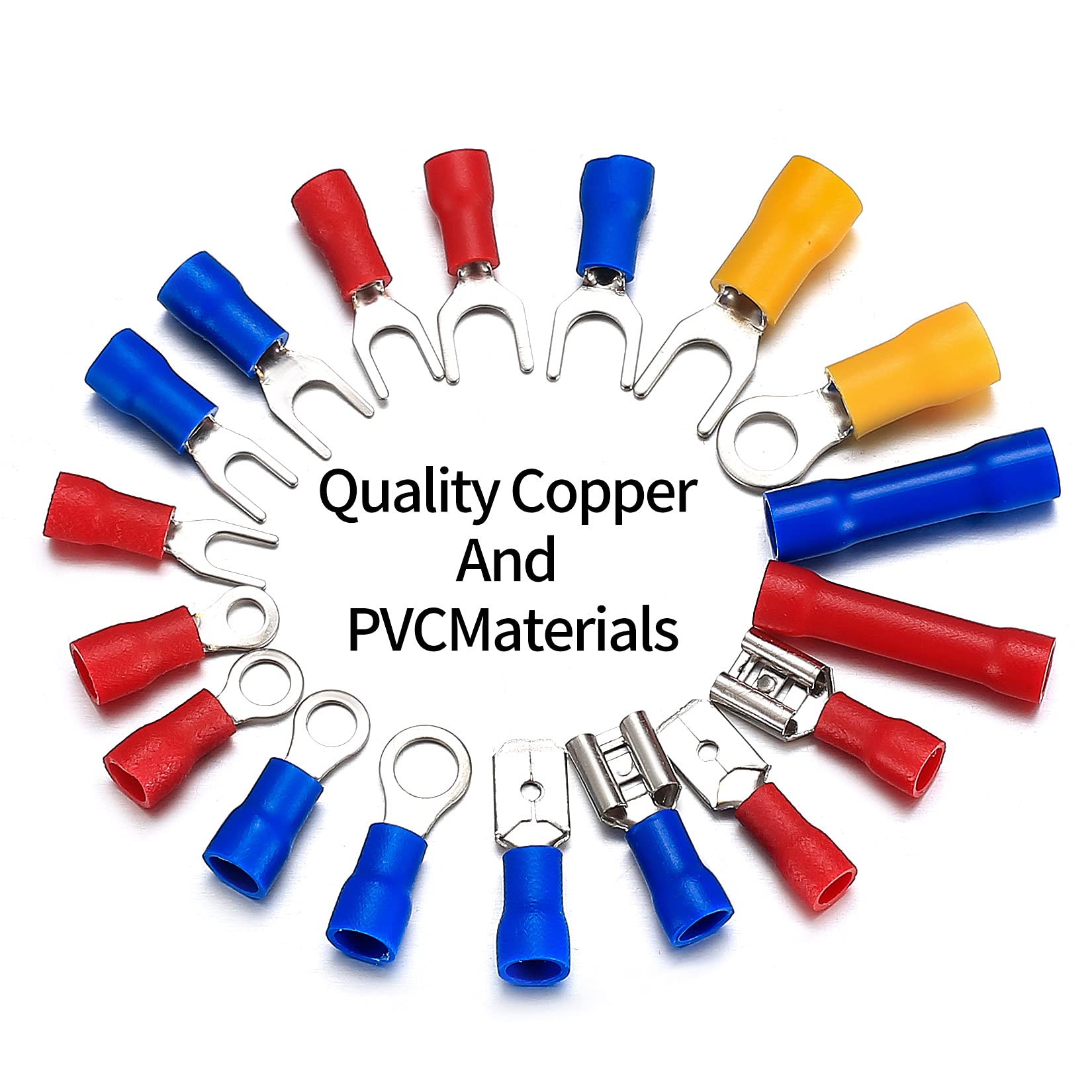 520 Pieces Cable Lugs Set, Crimp Connectors, Ring Lugs, Round Plugs, Flat Plugs, Shock Connectors, Fork Cable Shoes