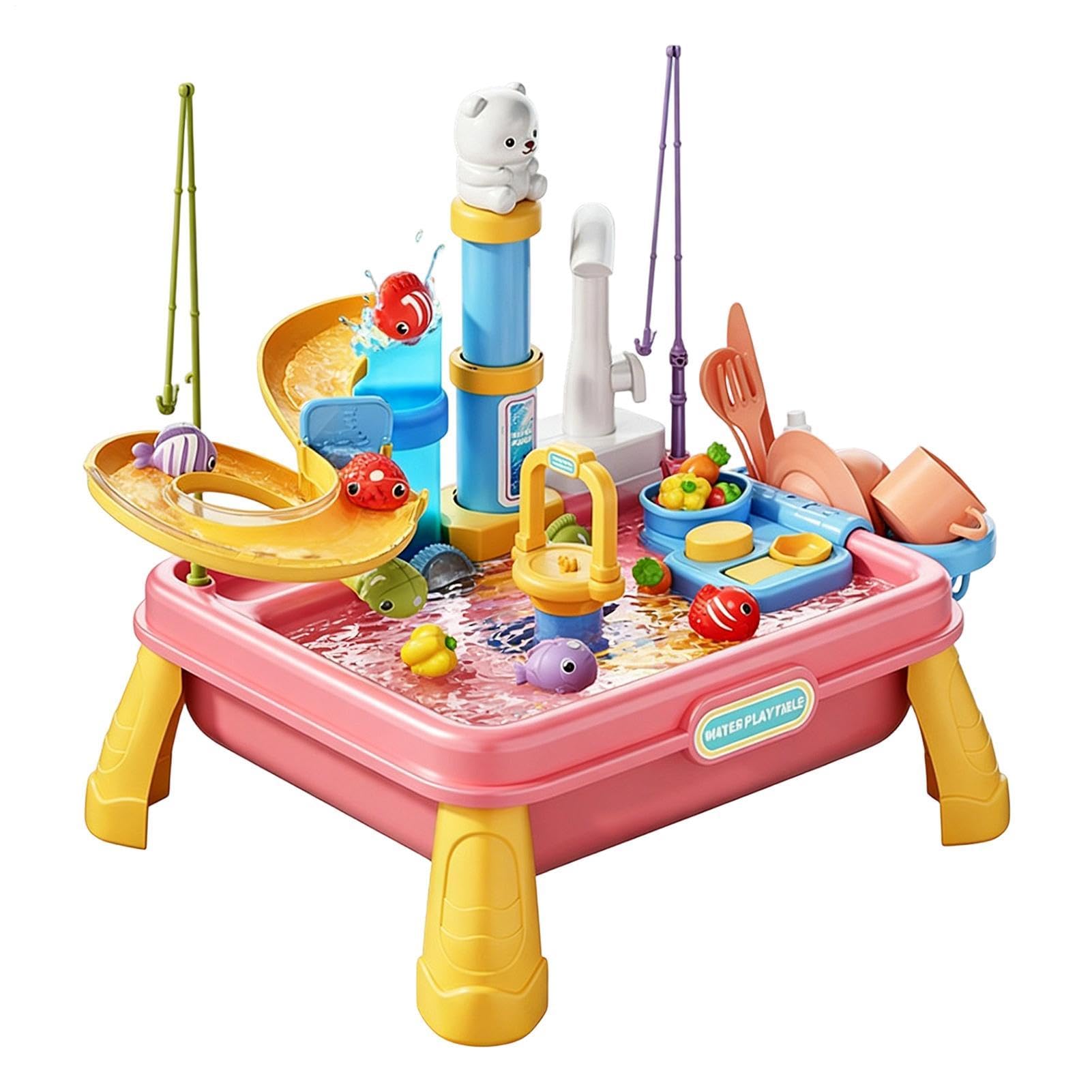 Sand And Water Table Play Set for Children | Rain Showers Splash Pond Water Table Accessories - With Waters Pump And Flowing Waters | Sensory Outdoor Tables | Beach Pool Outdoor Play Toys