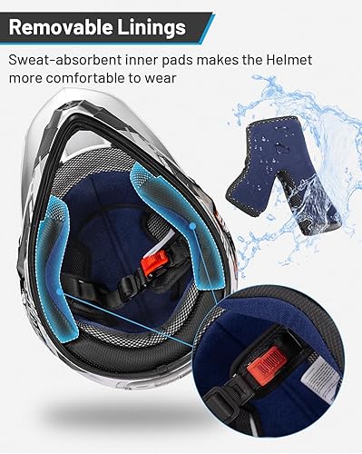 Miniatura 5 de Casco DOT para jóvenes, para bicicleta de tierra para niños y niñas de 5 a 14 años, de cuatro ruedas, motocross, BMX, MX, UTV, moto de nieve, kart,