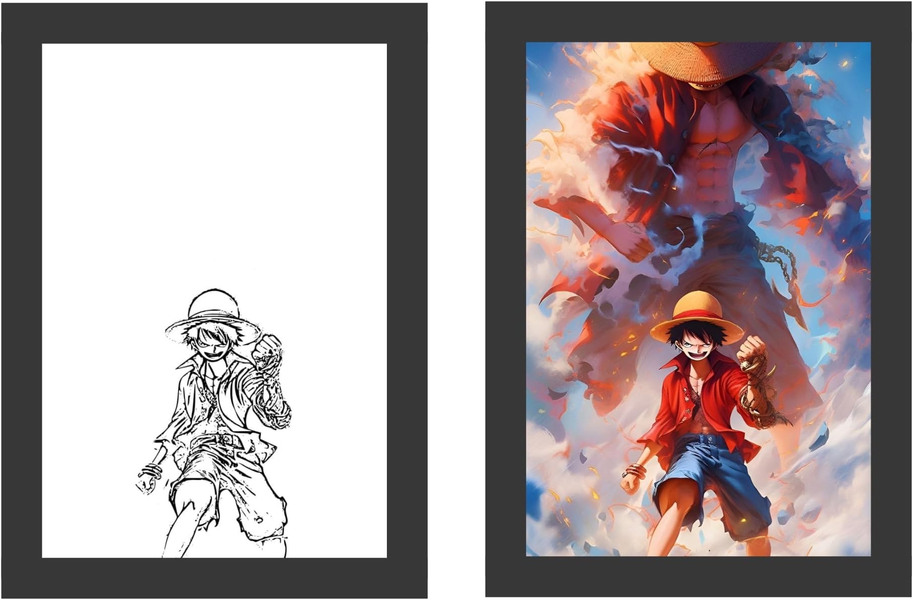 Luffy - One Piece Light Painting Frame bingkai glow