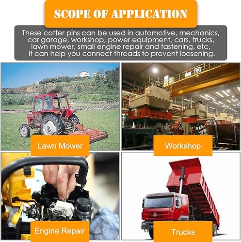 Miniatura 7 de 110 piezas de 6 tamaños 304 de acero inoxidable 304 pasador de chaveta de clip de llave kit surtido de accesorios para mecánicos automotrices