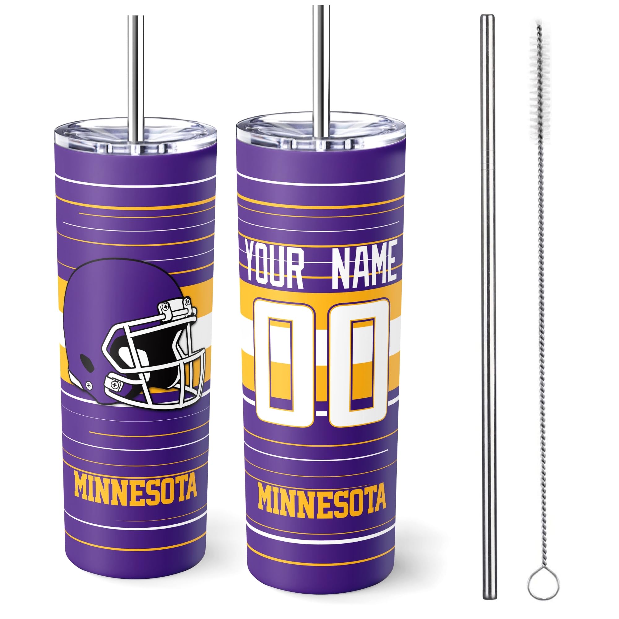 Minnesota Tumbler 20oz Travel Mug Custom Name and Number Gifts